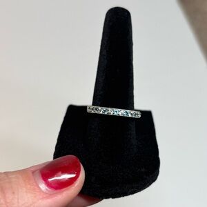 Rhodium-plated sterling silver partial infinity band w  topaz & white sapphires